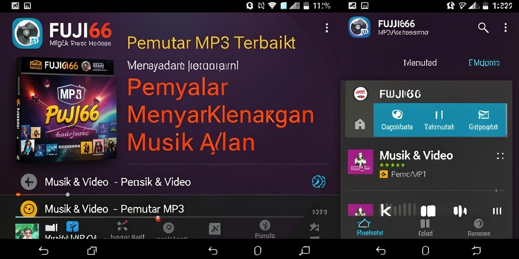 Tampilan antarmuka sederhana dan intuitif dari FUJI66 untuk pemutar MP3.