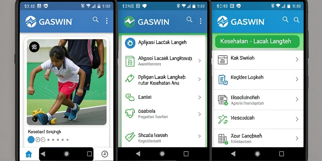 Antarmuka GASWIN dengan fungsi pelacakan langkah yang intuitif.