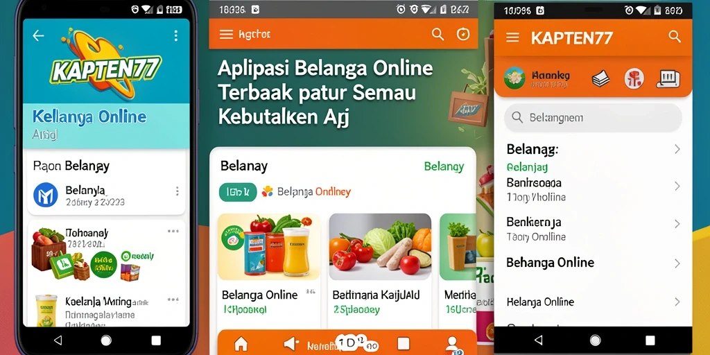 Tampilan antarmuka aplikasi KAPTEN77 untuk belanja online.