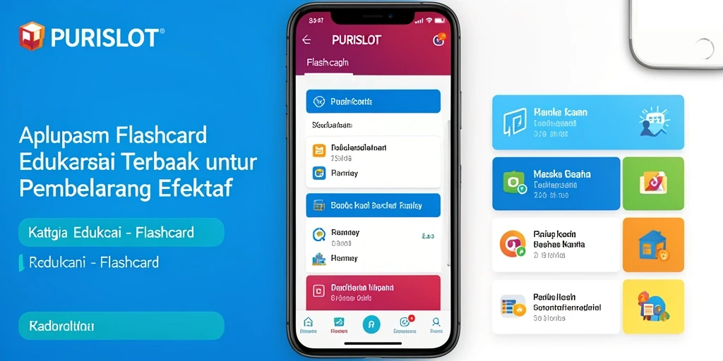 Tampilan antarmuka aplikasi Flashcard PURISLOT yang interaktif dan menarik.