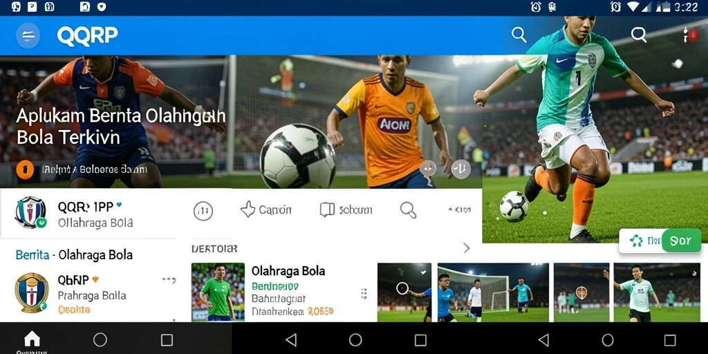 Antarmuka aplikasi QQRP yang informatif tentang olahraga bola.