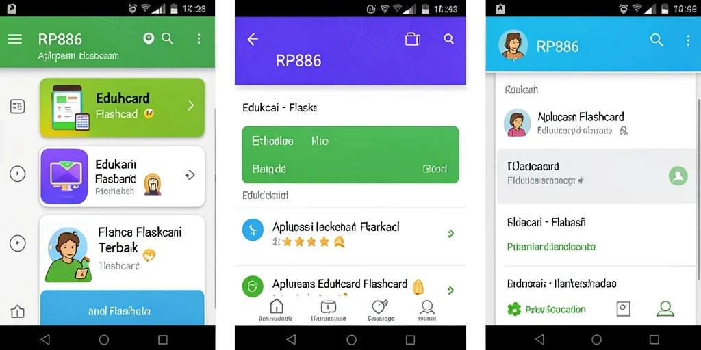 Tampilan antarmuka interaktif aplikasi Flashcard RP886 yang memudahkan belajar.