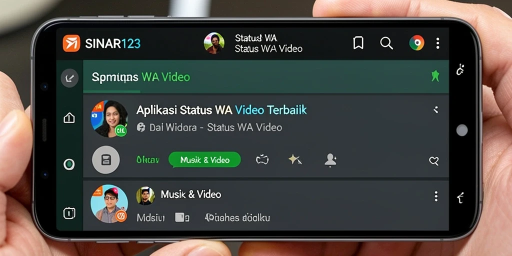 Tampilan antarmuka SINAR123 dengan berbagai pilihan status video yang menarik.