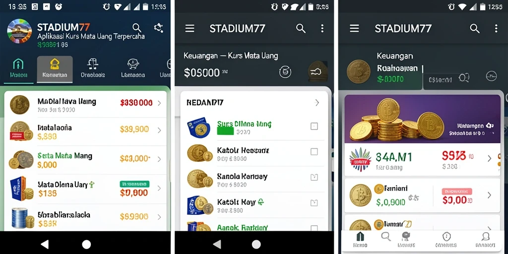 Antarmuka STADIUM77 menampilkan fitur Kurs Mata Uang dengan lengkap.