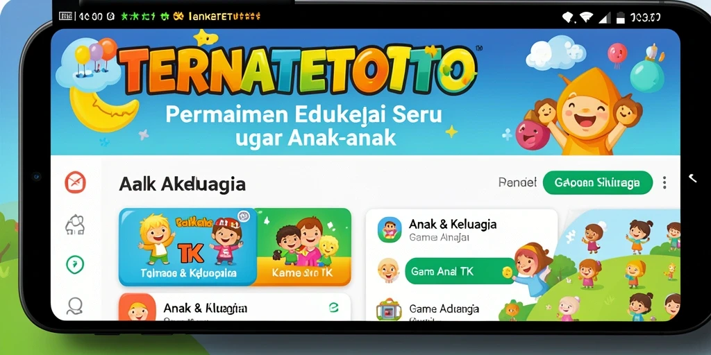 Tampilan antarmuka aplikasi TERNATETOTO yang ceria dan interaktif untuk anak-anak.
