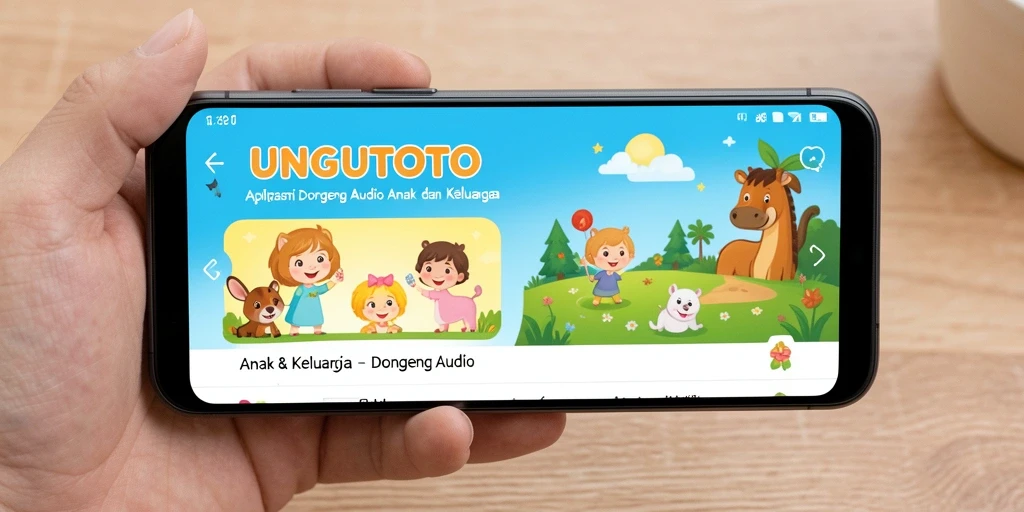 Tampilan antarmuka aplikasi UNGUTOTO yang menarik dan ramah anak.